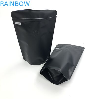 Logo Size Resealable Aluminum Foil-Stand Soems kundenspezifischer Schwarz-250G oben mit Entgasungsventilen für Kaffee Bean Packaging Pouch