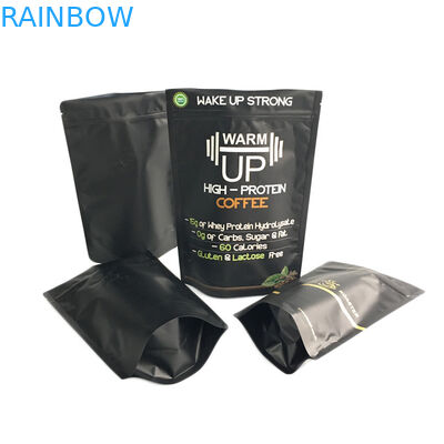 Golddruckenkaffee-Tasche Matte Black Finish Foil Stand herauf Reißverschluss-Verpackentasche