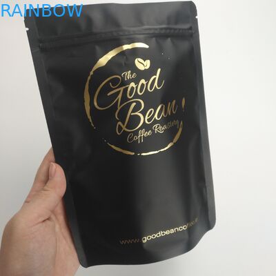 Golddruckenkaffee-Tasche Matte Black Finish Foil Stand herauf Reißverschluss-Verpackentasche