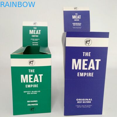 Gewohnheit kleines Trockenfleisch- vom Rindpappdruckpapier packt Kraftpapier-Kasten für Imbiss-Energieriegel-Schaukarton ein