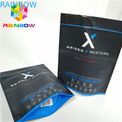 Kleine Menge stehen herauf Papiertüten mit flachen Papiertüten den mit Reißverschluss mit Risskerbengewohnheit gedruckt