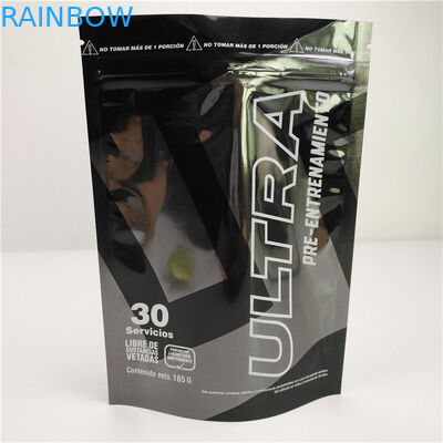 Glatter schwarzer kundengebundenes Logo Aluminiumfolie-Plastik stehender Plastikbeutel