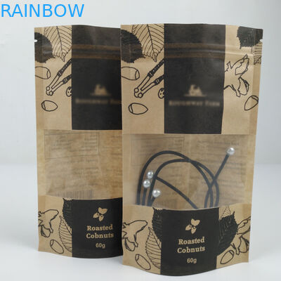 Mit klarem Grad-Stand der Fenster-Front Bags With Zip-Verschluss Riss-Kerben-Plastik-Spitzen-hohen Qualität Nahrungsmittelherauf Kraftpapier bauschen sich Beutel