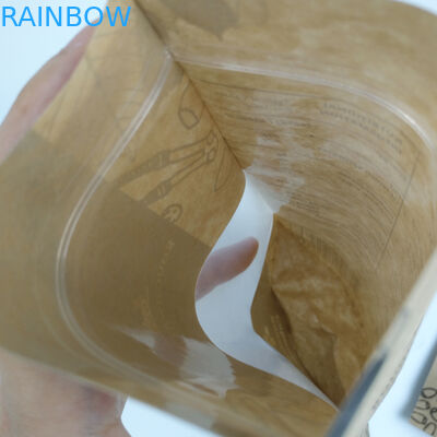 Mit klarem Grad-Stand der Fenster-Front Bags With Zip-Verschluss Riss-Kerben-Plastik-Spitzen-hohen Qualität Nahrungsmittelherauf Kraftpapier bauschen sich Beutel