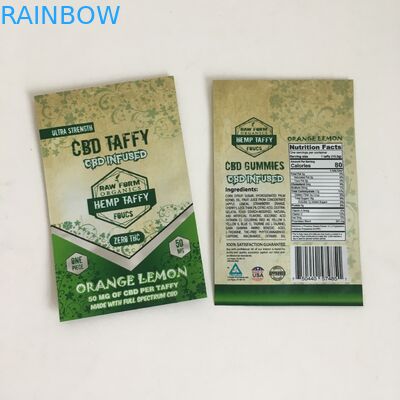 Geruch-Beweis Plastik sackt Hanf-Blume mit Reißverschluss ein, die Plastik-CBD Verpackentaschen Gummies Plastik Süßigkeit 50mg 100mg hineingoss