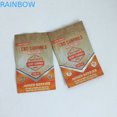 Mit Reißverschluss Plastik-CBD druckend Hanf-Blume, goss Reißverschluss-Plastik 50mg 100mg Gummies Verpackentaschen hinein