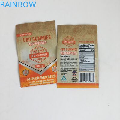 Mit Reißverschluss Plastik-CBD druckend Hanf-Blume, goss Reißverschluss-Plastik 50mg 100mg Gummies Verpackentaschen hinein