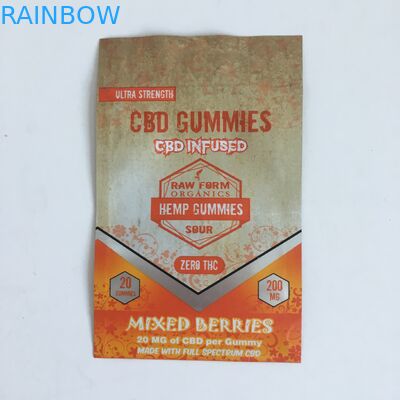 Mit Reißverschluss Plastik-CBD druckend Hanf-Blume, goss Reißverschluss-Plastik 50mg 100mg Gummies Verpackentaschen hinein
