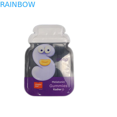 Seiten-Dichtungs-Folie der Columbium-kundenspezifische Form-3, welche gummiartiger die Süßigkeits-Schlauchbeutel-kundenspezifischen Plastikbeutel verpacken Zipverschluss-Tasche verpackt