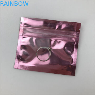 Kleine Plastik-dichtungs-Reißverschluss-Tasche Rose Gold Ziplock Pouch Logo-Druckendrei Seitenfür Schmuck mit Fenster