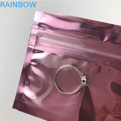Kleine Plastik-dichtungs-Reißverschluss-Tasche Rose Gold Ziplock Pouch Logo-Druckendrei Seitenfür Schmuck mit Fenster