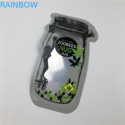 Mason Jar Pouches For CBD sät Indica Blatt-unregelmäßige verpackende Beutel CBD-Blume Gummies THC mit Reißverschluss