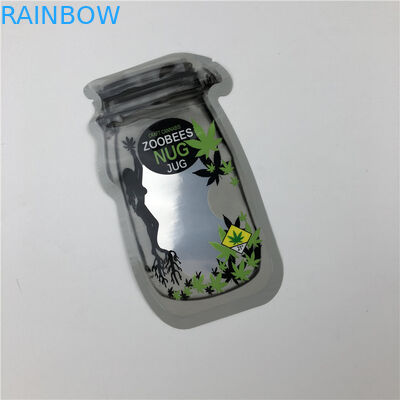 Mason Jar Pouches For CBD sät Indica Blatt-unregelmäßige verpackende Beutel CBD-Blume Gummies THC mit Reißverschluss