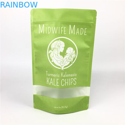 Kundenspezifischer Drucknahrungsmittelgrad stehen oben klares Fenster Zipverschluss-Dichtungs-Plastikfolien-Keks-Chips Paper Packaging Bags Withs