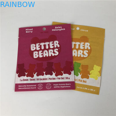 Drei essbare CBD THC Gummies biologisch abbaubare Verpackentaschen des Seitendichtungs-flache heißsiegelnde Imbiss-Plätzchen-