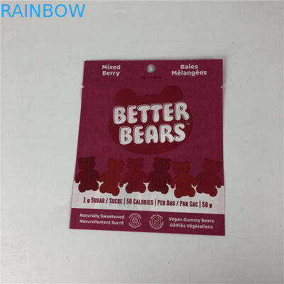 Drei essbare CBD THC Gummies biologisch abbaubare Verpackentaschen des Seitendichtungs-flache heißsiegelnde Imbiss-Plätzchen-