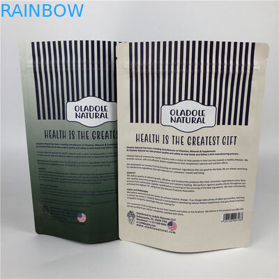 Kundenspezifische Druckchips zip lock stand up-Beutel-weiße Kraftpapier-Papiertüten