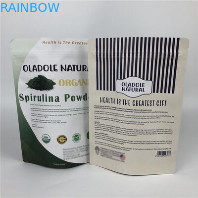 Kundenspezifische Druckchips zip lock stand up-Beutel-weiße Kraftpapier-Papiertüten