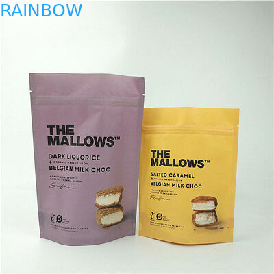 Imbisse Milchschokolade-Kraftpapier stehen oben Beutel lamelliertes MOPP-HAUSTIER-PET