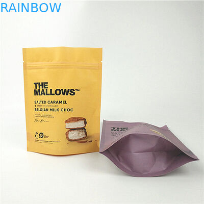 Imbisse Milchschokolade-Kraftpapier stehen oben Beutel lamelliertes MOPP-HAUSTIER-PET