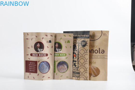 Kundenspezifischer biologisch abbaubarer Winkel- des Leistungshebelskraftpapier-Reißverschluss-Beutel stehen herauf das Tee-Verpacken der Lebensmittel