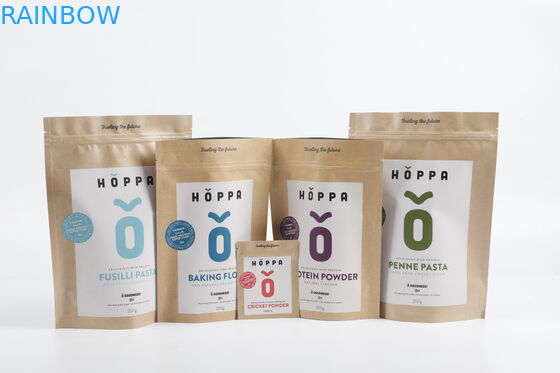 Kundenspezifischer biologisch abbaubarer Winkel- des Leistungshebelskraftpapier-Reißverschluss-Beutel stehen herauf das Tee-Verpacken der Lebensmittel