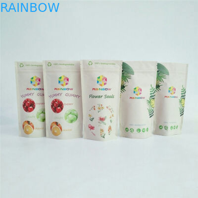 Kundenspezifischer biologisch abbaubarer Winkel- des Leistungshebelskraftpapier-Reißverschluss-Beutel stehen herauf das Tee-Verpacken der Lebensmittel