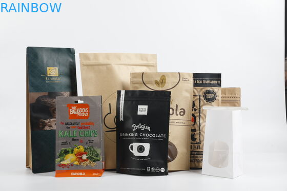 Kundenspezifischer biologisch abbaubarer Winkel- des Leistungshebelskraftpapier-Reißverschluss-Beutel stehen herauf das Tee-Verpacken der Lebensmittel