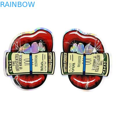 Kundenspezifischer unregelmäßige Form-Plastik-Plastikreißverschluss-Taschen-Geruch prüfen 3.5g 7g