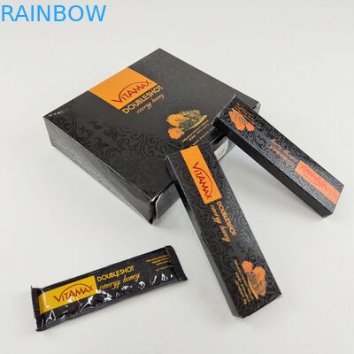 Kundenspezifische schwarze Großhandelsfarbe, die Gewichts-süßen Honey Box For Vitamax Energy-Honig des Kissen-22g verpackt