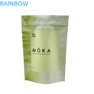 Benutzerdefiniertes Logo gedruckt Stand Up Ziplock Beutel Meersalz / Flüssigseife / Körperpeeling Verpackung