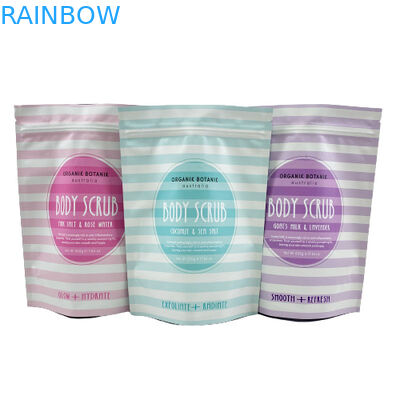 Benutzerdefiniertes Logo gedruckt Stand Up Ziplock Beutel Meersalz / Flüssigseife / Körperpeeling Verpackung