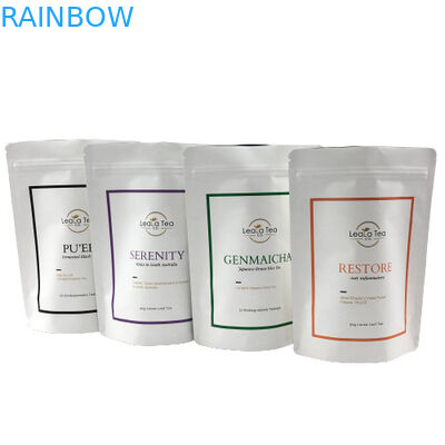 Kundenspezifische Aluminiumfolie-Taschen Logo White Coffee Beans Teas Plastik riechen Beweis