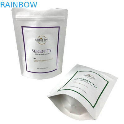 Kaffee-Tee-verpackender weißer bereifter Taschen-Geruch-Beweis mit Reißverschluss mit Ihrem Logo