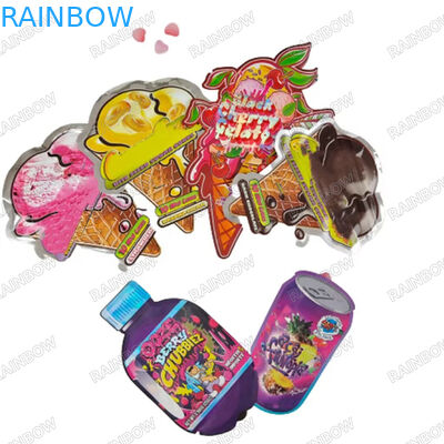 3.5g Custom Die Cut Bags Geruchsfeste Reißverschluss Mylar Taschen Kindersichere Reißverschluss Taschen für Kekse Gummies Verpackung