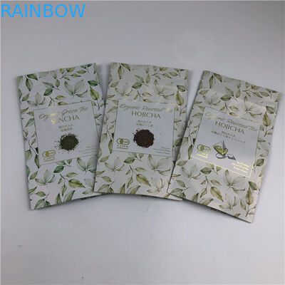 Individuelle Digitaldrucktaschen Metallgold-Logo Stehen Sie auf Tee-Packung Taschen