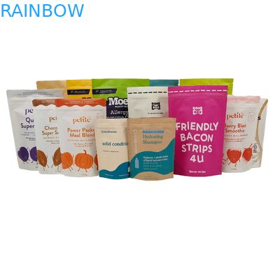 Custom Logo gedruckt biologisch abbaubar 100% Taschenverpackung wiederverwendbar Steh-up Plastiktüten Doypack mit Ziplock