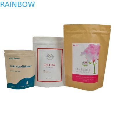 Biologisch abbaubarer Doypack recycelbarer Stand-up-Tasche mit Reißverschluss Kraftpapiertaschen Essbare Verpackungstaschen