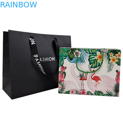 Customized Markenlogo Luxus Schwarzes Papier Bekleidung Verpackung Geschenk Einkaufstasche Papierverpackung