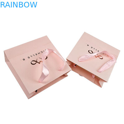 Custom Print Logo Elegante weiße schwarze Geschenk-Papiertaschen Luxus-Kleidung Boutique-Papier-Einkaufstasche mit Band-Handgriff