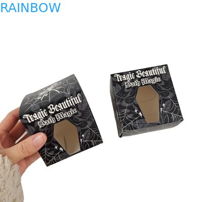 Hochwertiges, schwarzes, quadratisches Papierkarton mit spezieller Vorderseite, Hohlfenster, Lebensmittelverpackung, weißes Kartongeschenk