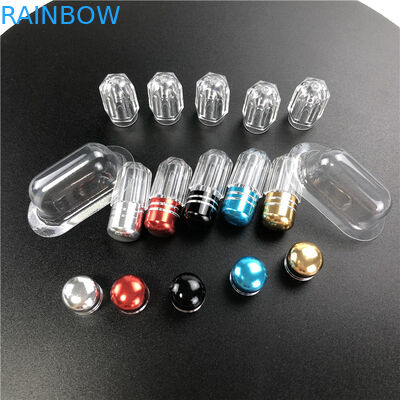 Ein Plastikbehälter mit Metallspülung für männliche Verbesserungspillen.