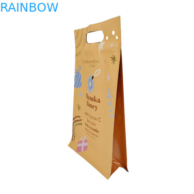 Boden Gusset Plastik Zip Tasche Plastik Quadrat Flach Boden Tasche Lebensmittelverpackung Seitendichtung Haustier-Food-Tasche mit Griff