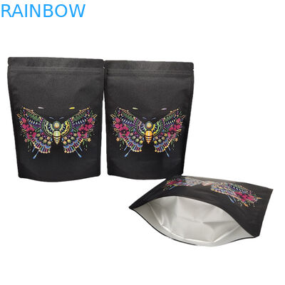 Custom wiederverschließbare Mylar-Taschen Stand-up Kraftpapier-Verpackungstasche für Blumen biologisch abbaubare Reißverschlussbeutel mit Spot UV