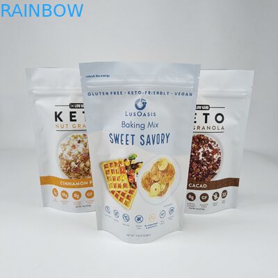 Custom Printed Aluminiumfolie Logo Lebensmittelqualität Essbare Verpackung wieder verschließbare Geruchsschutz Feuchtigkeitsschutz Stehbeutel