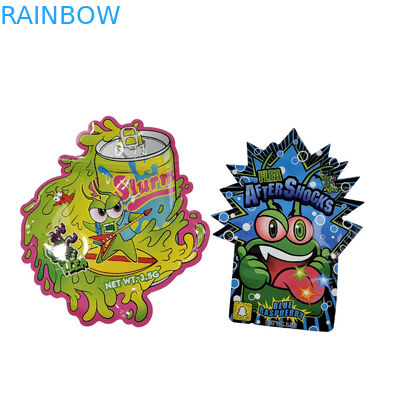 3.5g Individuelle Verpackung und Logo-Druck Spezielle einzigartige Innenform gedruckte holographische Stanz Mylar Tasche