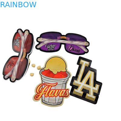 3.5g Individuelle Verpackung und Logo-Druck Spezielle einzigartige Innenform gedruckte holographische Stanz Mylar Tasche