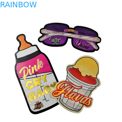 3.5g Individuelle Verpackung und Logo-Druck Spezielle einzigartige Innenform gedruckte holographische Stanz Mylar Tasche