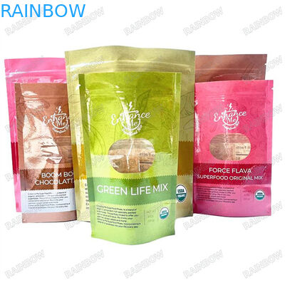 Direkt aus der Fabrik Verpackung Feuchtigkeitsdichte Plastiktüten Grün Rot Gelb Tasche Reißverschluss Taschen für die Lagerung von Lebensmitteln 1 kg