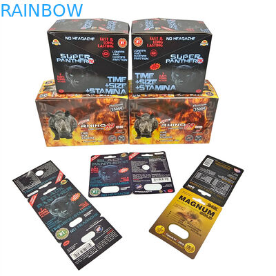 Warmverkauf Nashornpillen Honigsiegel reine Aluminiumfolie laminierte Beutel Flasche 3D-Effektkarte Anzeigebüro Verpackung